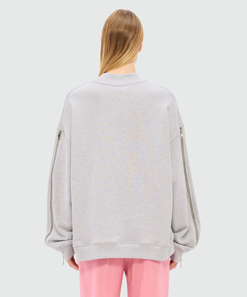 Gray mélange sweatshirt in jersey and "Sketched bunny" print 95 Women 