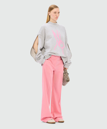 Gray mélange sweatshirt in jersey and "Sketched bunny" print