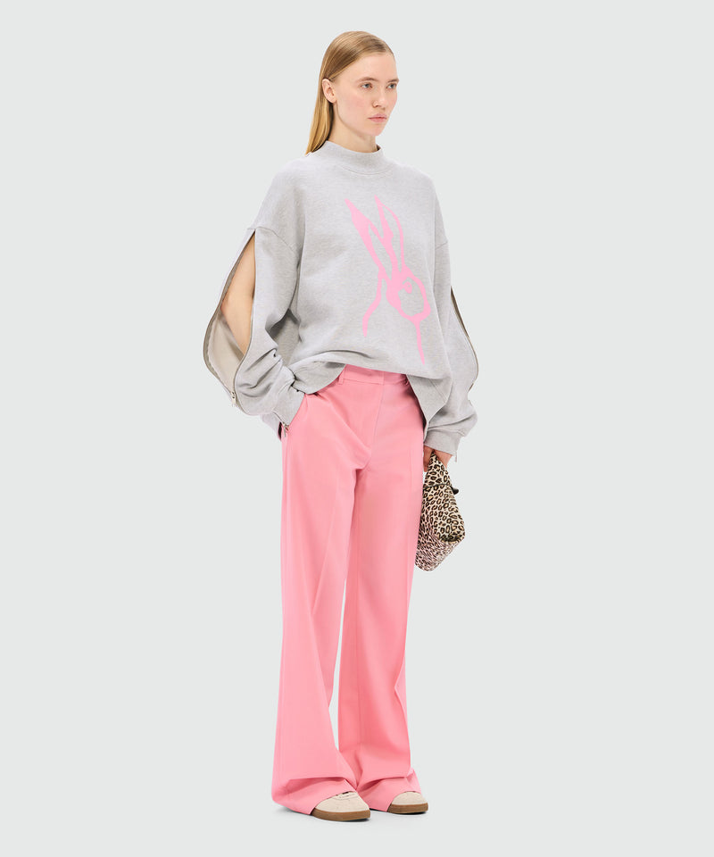 Gray mélange sweatshirt in jersey and "Sketched bunny" print 95 Women 