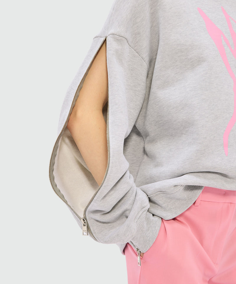 Gray mélange sweatshirt in jersey and "Sketched bunny" print 95 Women 