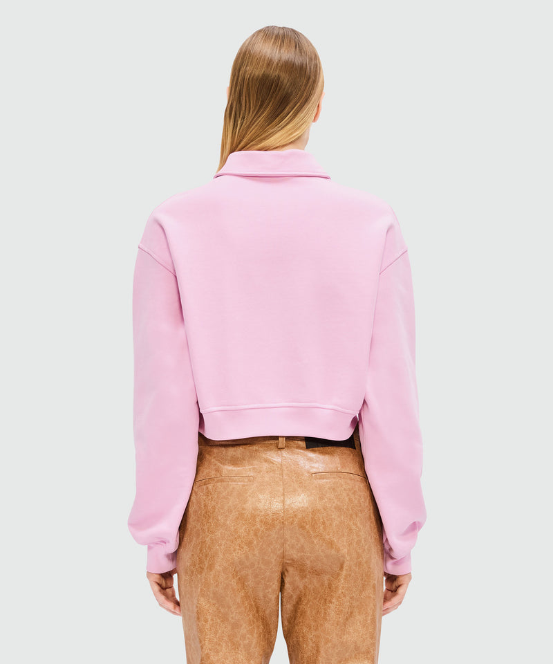 Pink cropped sweatshirt with 3D "Follow the Rabbit®" embroidery 13 Women 
