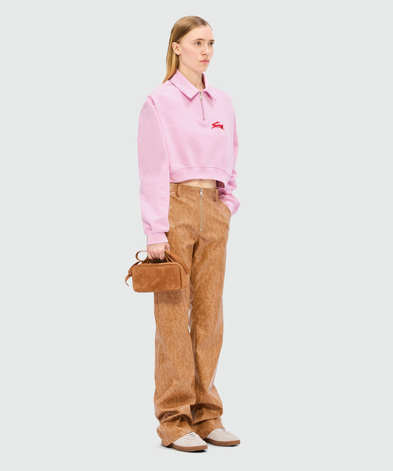 Pink cropped sweatshirt with 3D "Follow the Rabbit®" embroidery 13 Women 