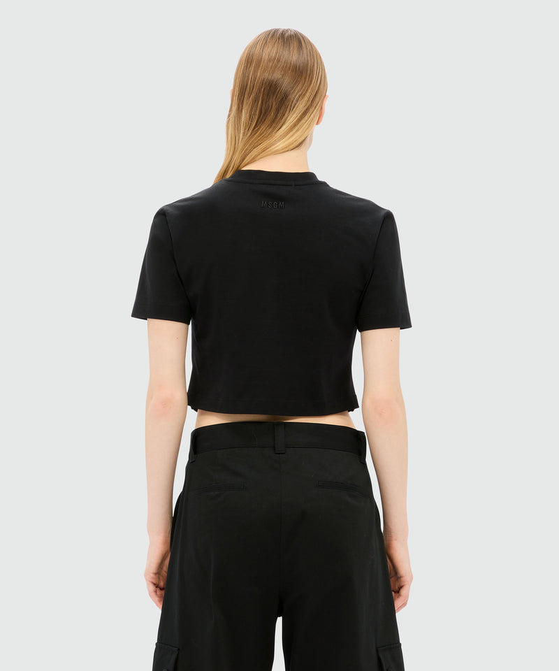 Black cropped jersey T-shirt with zip 99 Women 