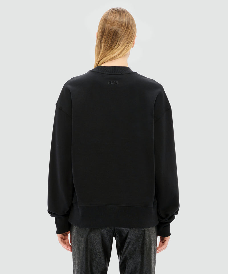 Felpa nera in jersey con quote "Follow the rabbit®" 99 Donna 