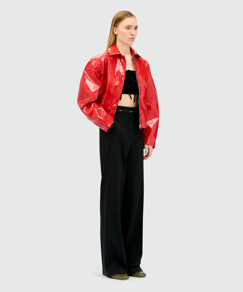 Black palazzo trousers in cool wool with logo belt 99 Women 