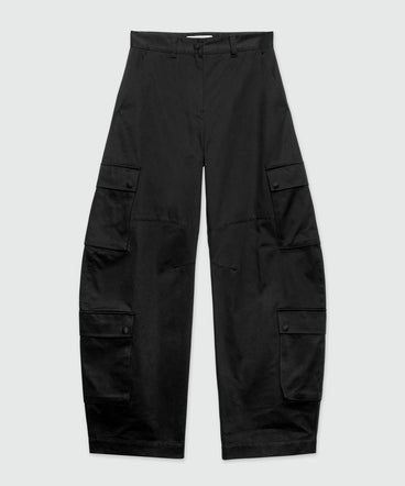 Pantaloni cargo neri in drill di cotone