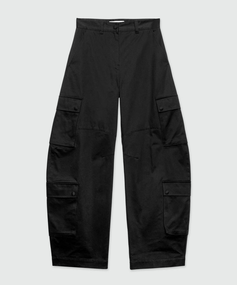 Pantaloni cargo neri in drill di cotone 99 Donna 