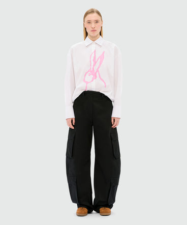 Pantaloni cargo neri in drill di cotone