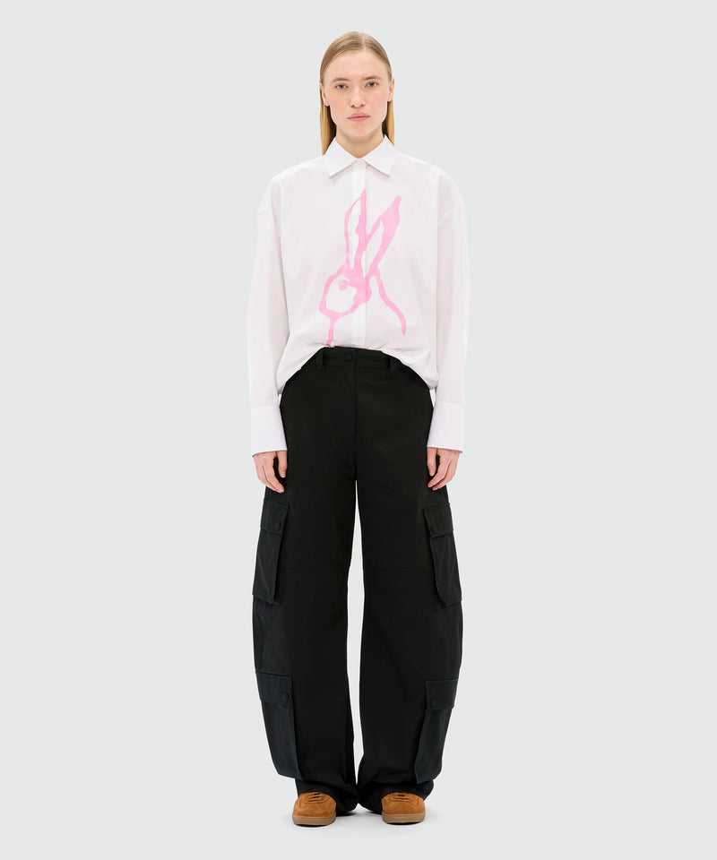 Pantaloni cargo neri in drill di cotone 99 Donna 