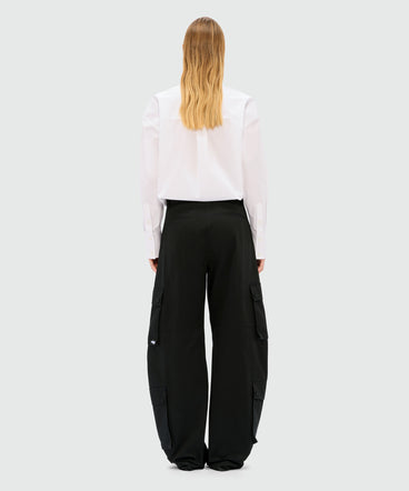 Pantaloni cargo neri in drill di cotone