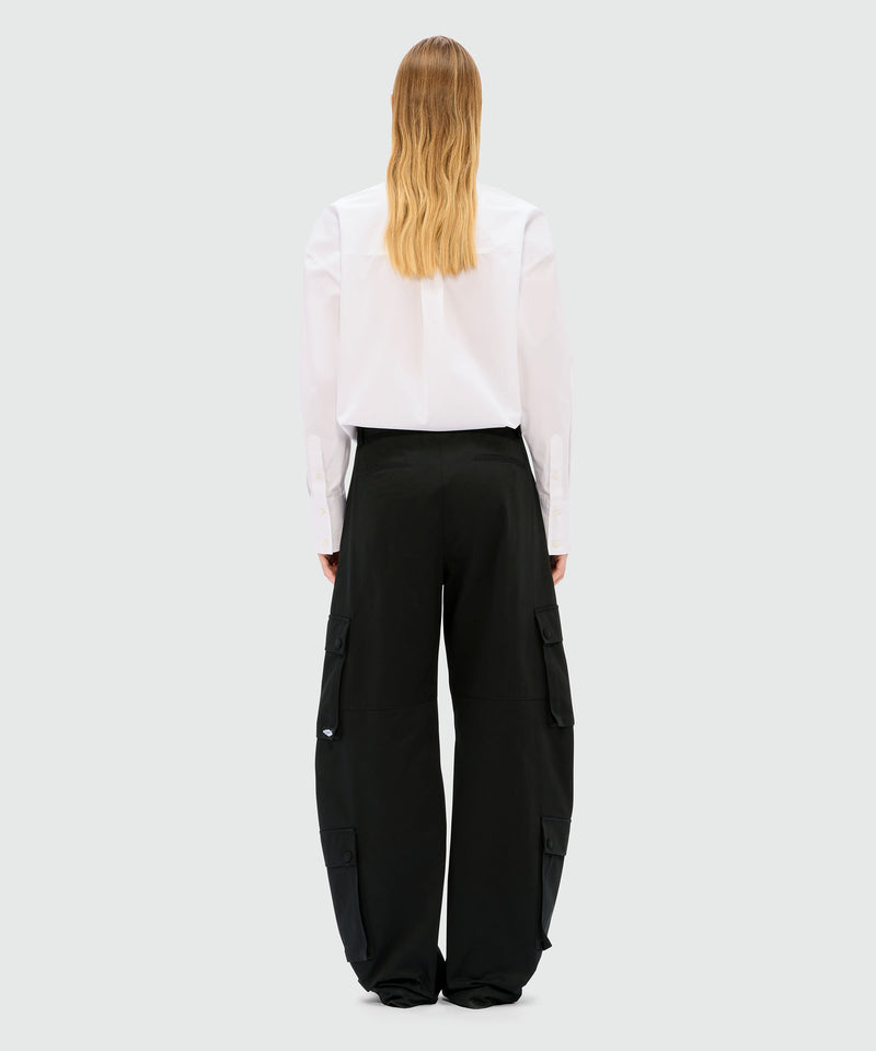 Pantaloni cargo neri in drill di cotone 99 Donna 