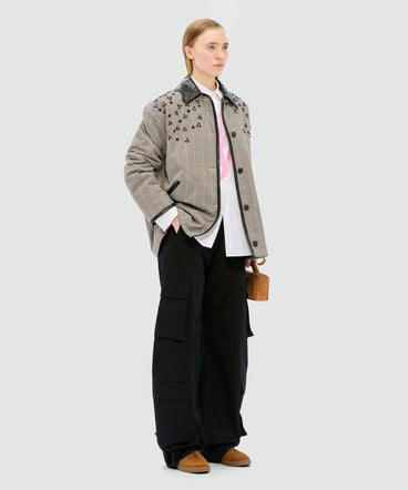 Pantaloni cargo neri in drill di cotone