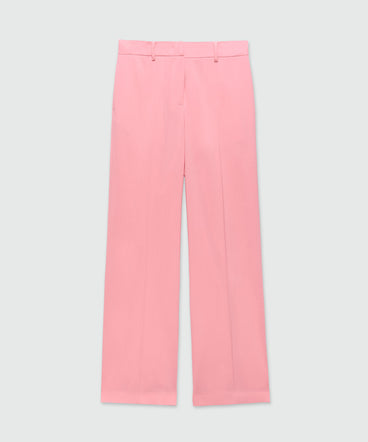 Pink flared trousers in cool wool