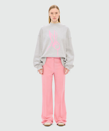 Pink flared trousers in cool wool