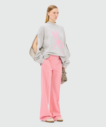 Pink flared trousers in cool wool