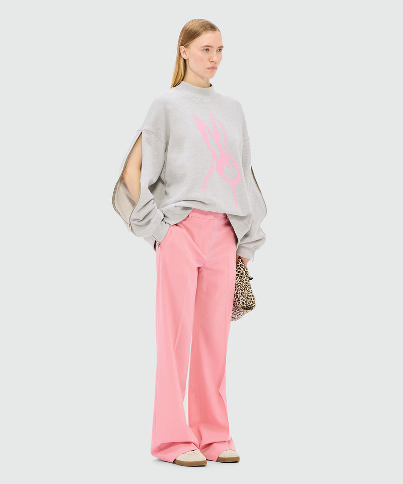 Pink flared trousers in cool wool 12 Women 
