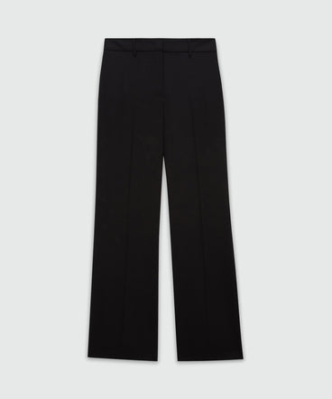 Pantaloni flare neri in fresco lana