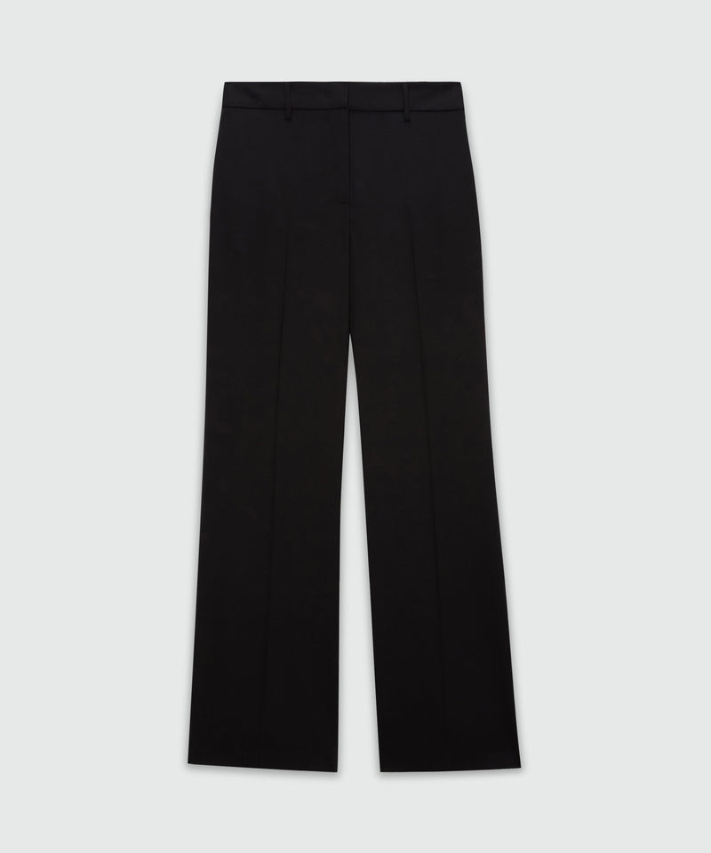Pantaloni flare neri in fresco lana 99 Donna 