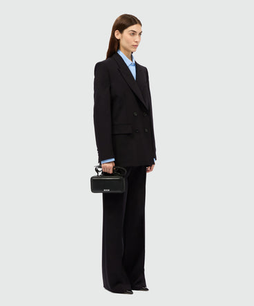 Pantaloni flare neri in fresco lana