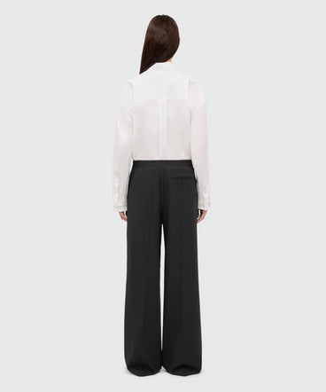 Black palazzo trousers in cool wool with elastic band and MSGM logo