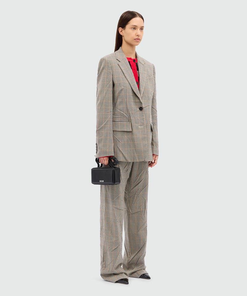 Ivory flared trousers in crumpled micro check 02 Women 