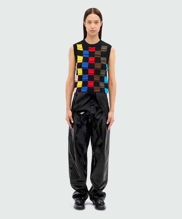 Pantaloni baggy neri in vinile