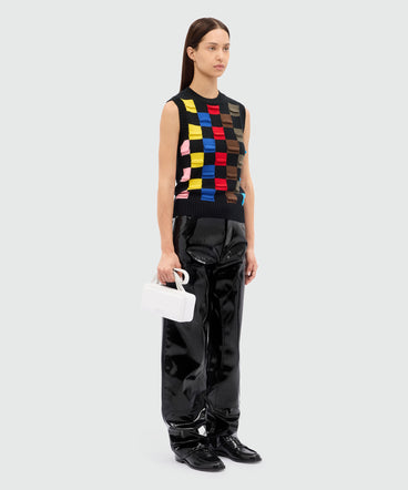 Black vinyl baggy trousers