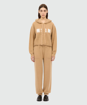 Beige cashmere blend joggers