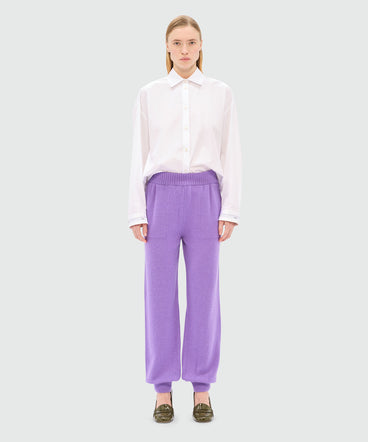 Pantaloni jogger viola in misto cachemire