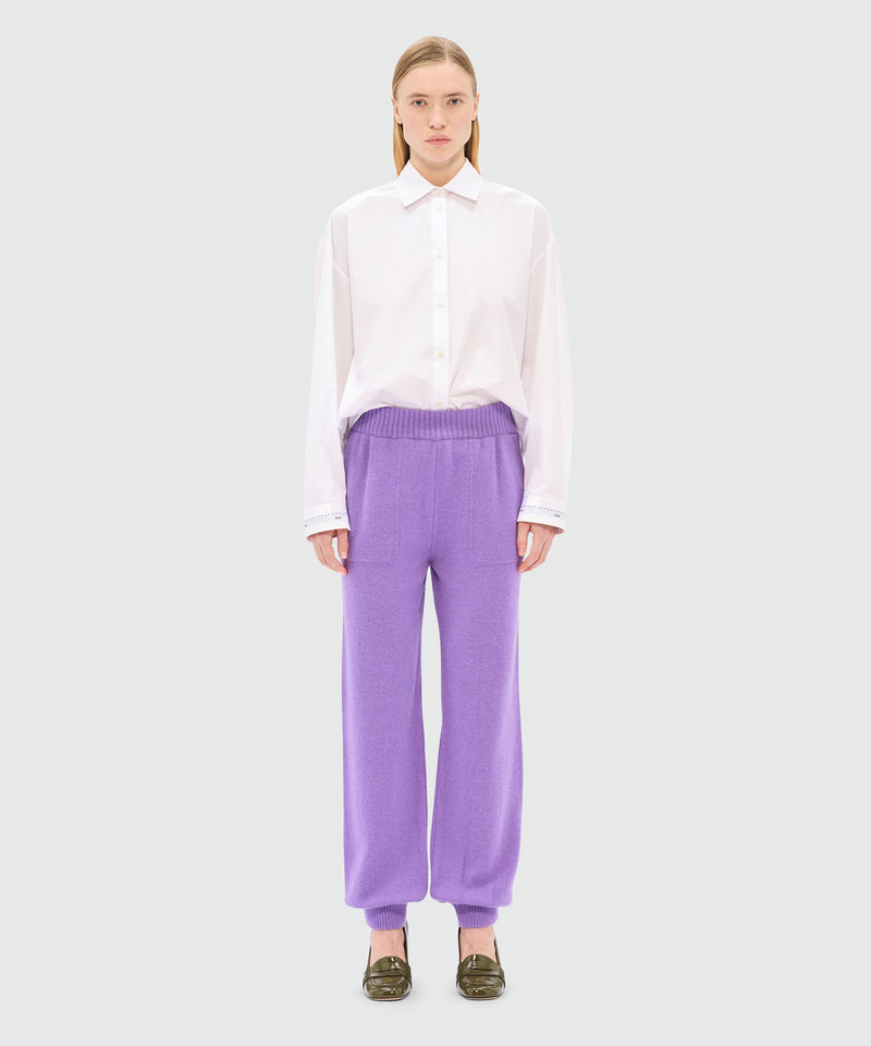 Pantaloni jogger viola in misto cachemire 72 Donna 