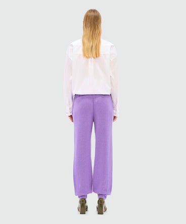 Pantaloni jogger viola in misto cachemire