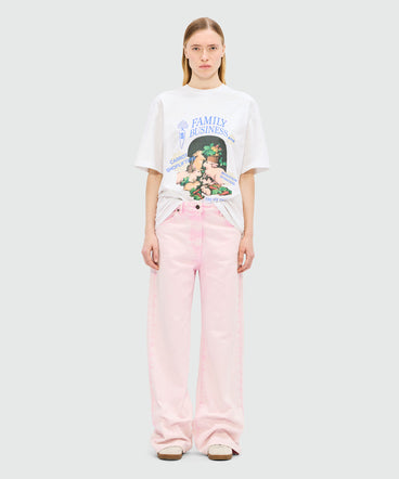 Pink bull denim trousers