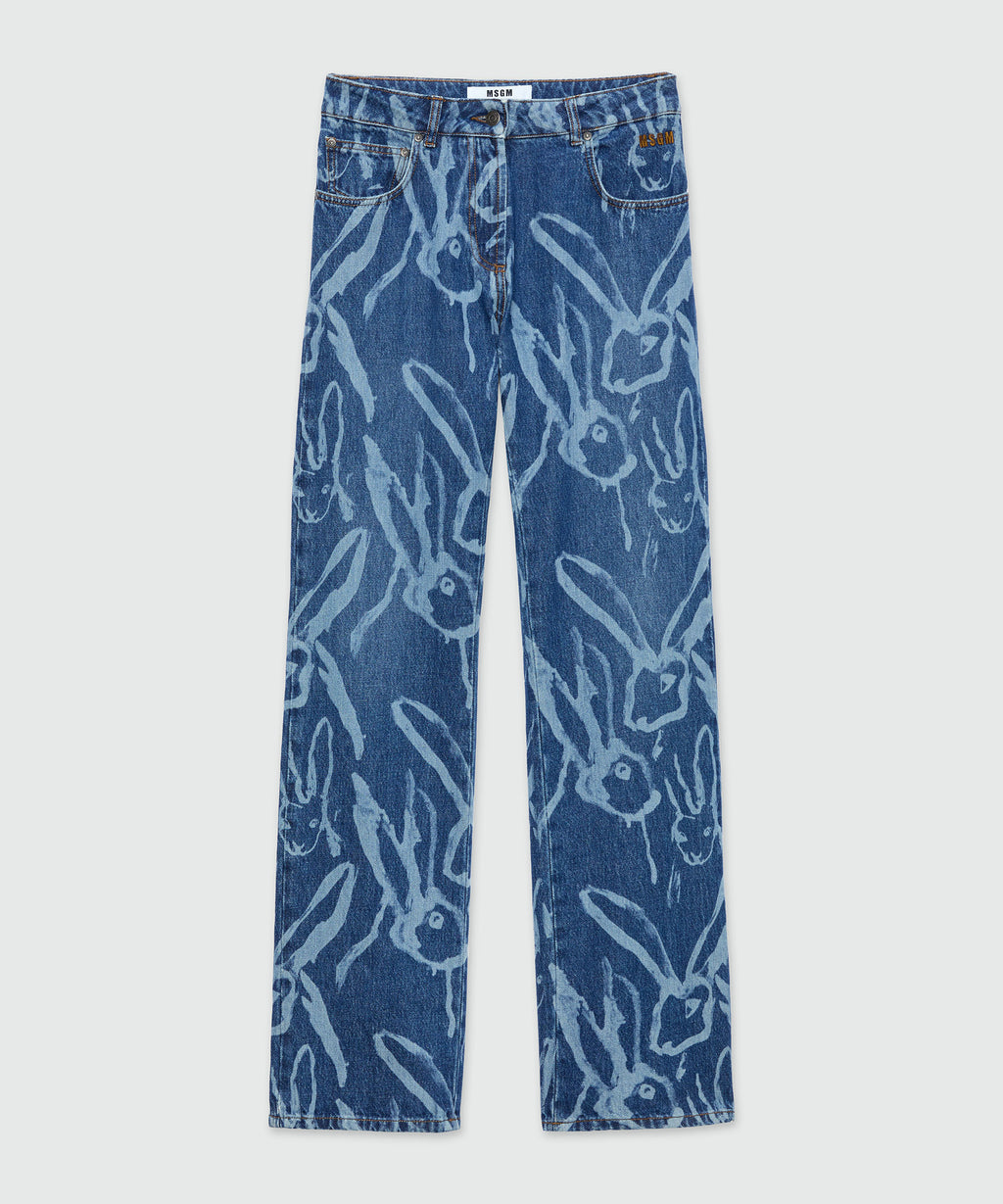 Blue denim trousers with 