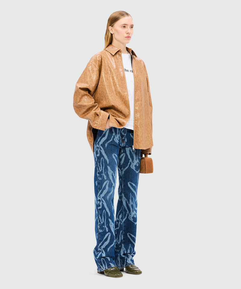 Blue denim trousers with "Sketched Bunnies" print 87 Women 