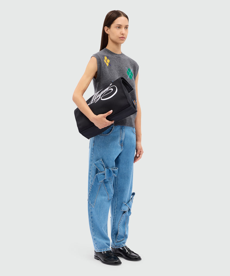 Blue denim trousers with bow detail 87 Women 