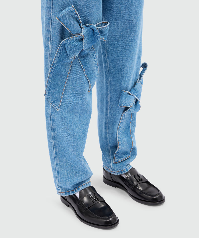 Blue denim trousers with bow detail 87 Women 