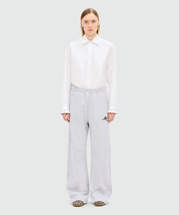 Grey melange jersey joggers with cursive MSGM logo
