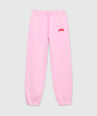 Pink joggers with "Follow the Rabbit®" embroidery