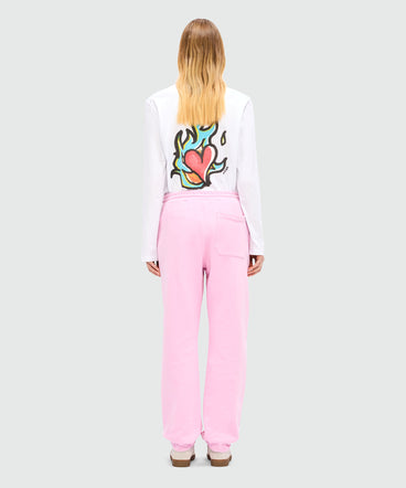 Pink joggers with "Follow the Rabbit®" embroidery