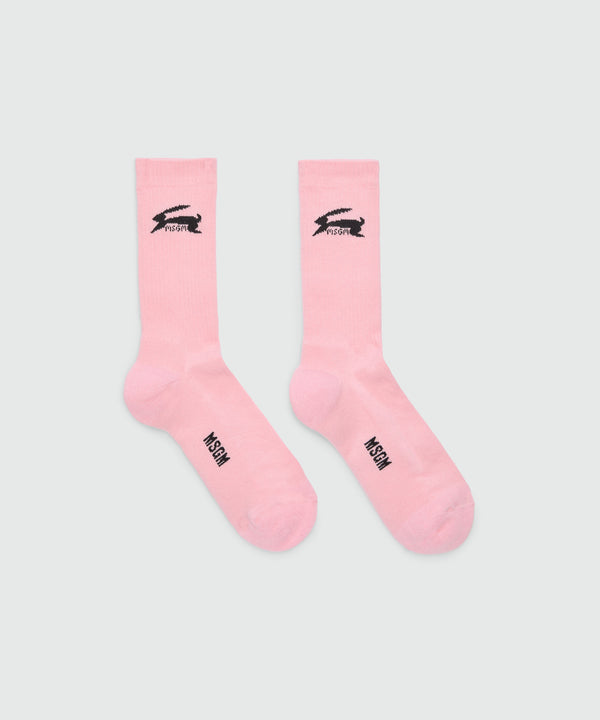 Pink socks with jacquard graphics