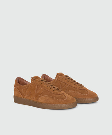 Brown Suede Retro Trainer Sneakers