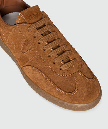 Brown Suede Retro Trainer Sneakers