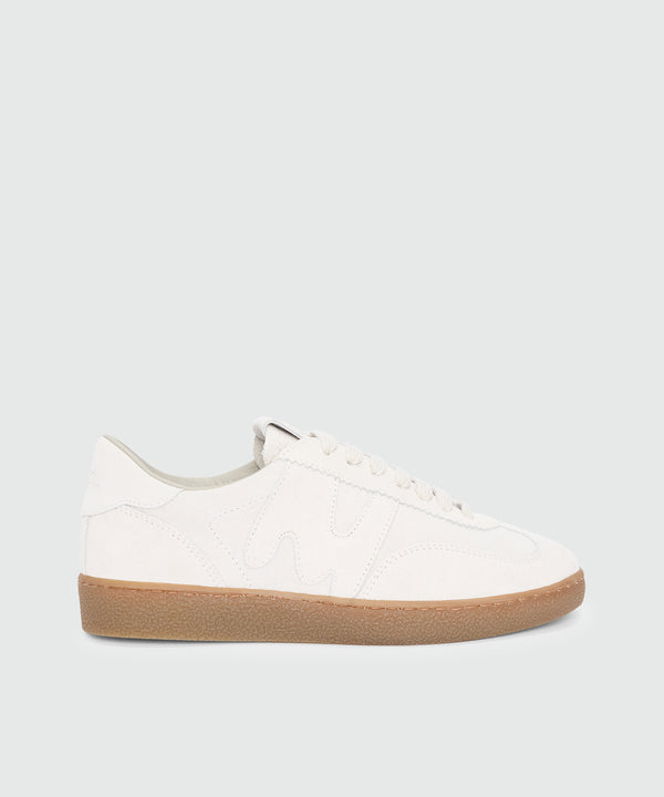 White Suede Retro Trainer Sneakers