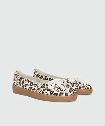 Retro Trainer ballerinas with pony skin effect and animal print