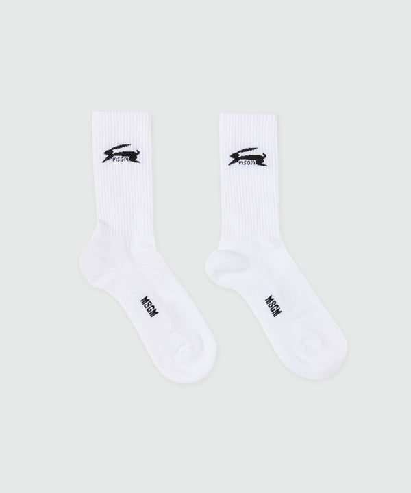 White socks with jacquard graphics