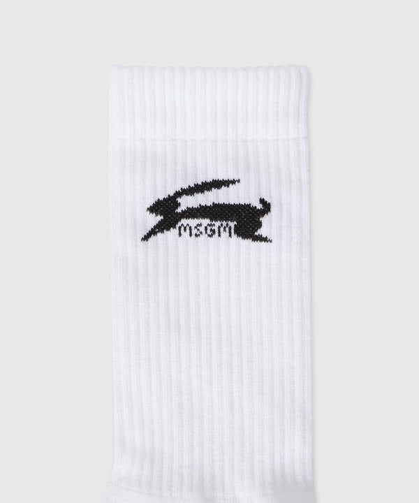 White socks with jacquard graphics