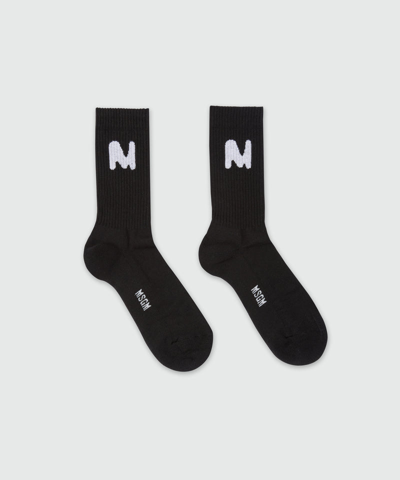 Black socks with "TheMwave" jacquard graphics 99 Women 