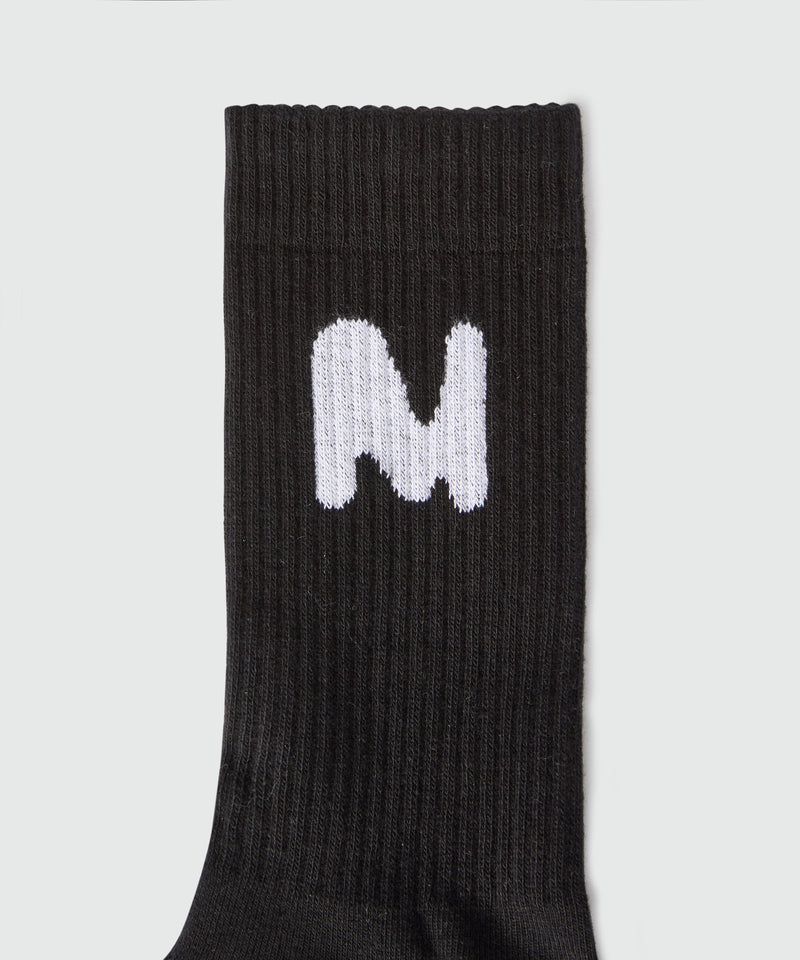 Black socks with "TheMwave" jacquard graphics 99 Women 