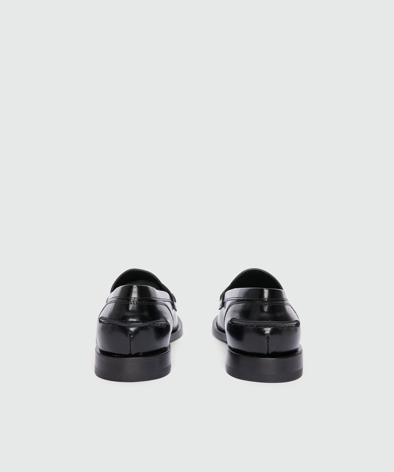 Black leather loafers with "TheMwave" applique 99 Women 