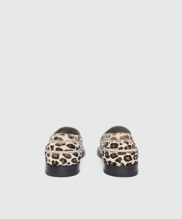 Pony-skin effect moccasins with animal print